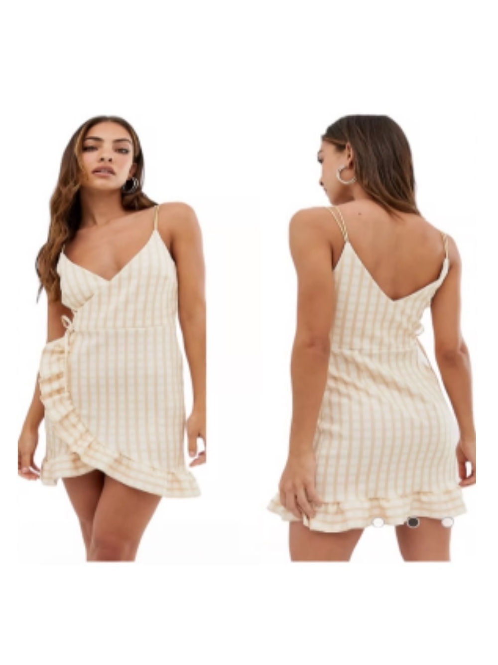 ASOS Cream & White Striped Wrap Mini Dress